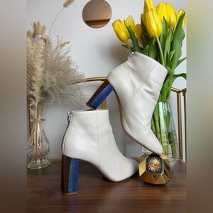 Acne Studios Off-White Leather Ankle Boots Sculptural Metallic Heel